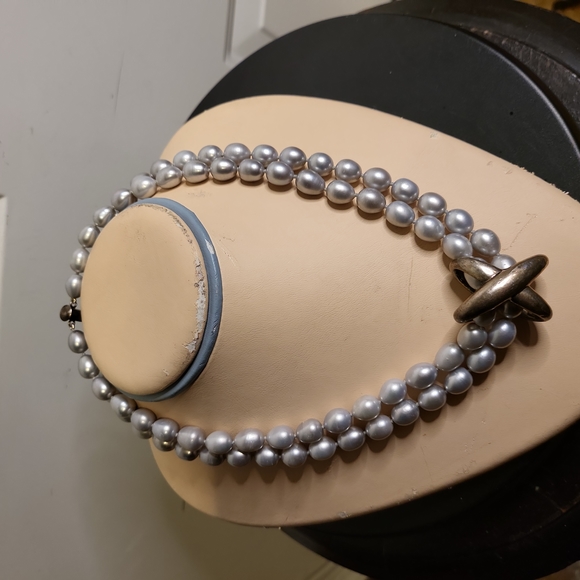 Jewelry - Vintage Genuine Pearl Necklace w/ 925 Sterling Silver Clasp 17"